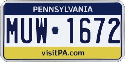 PA license plate MUW1672