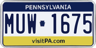 PA license plate MUW1675