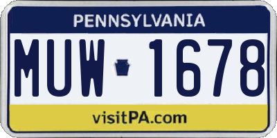 PA license plate MUW1678
