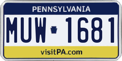 PA license plate MUW1681