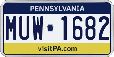 PA license plate MUW1682