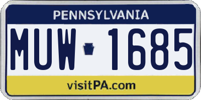 PA license plate MUW1685