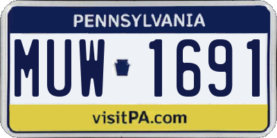 PA license plate MUW1691