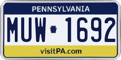 PA license plate MUW1692