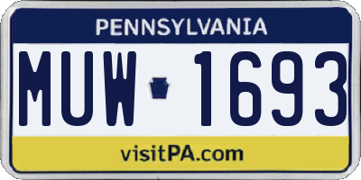 PA license plate MUW1693
