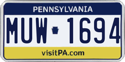 PA license plate MUW1694