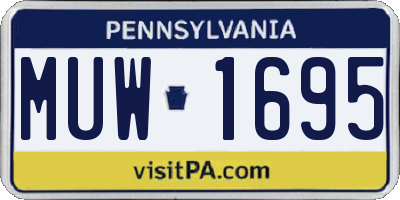 PA license plate MUW1695