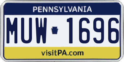 PA license plate MUW1696