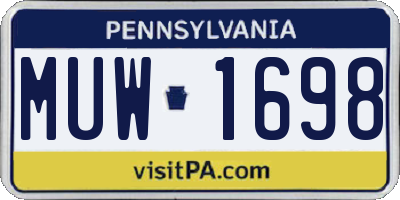 PA license plate MUW1698