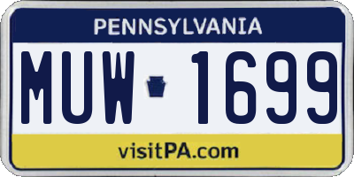 PA license plate MUW1699