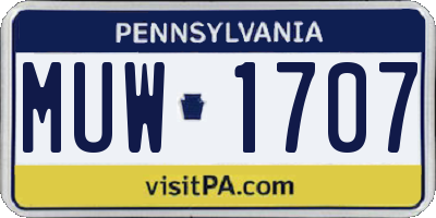 PA license plate MUW1707