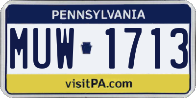 PA license plate MUW1713