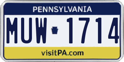 PA license plate MUW1714