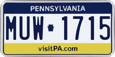 PA license plate MUW1715