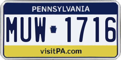 PA license plate MUW1716