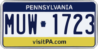 PA license plate MUW1723