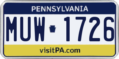 PA license plate MUW1726