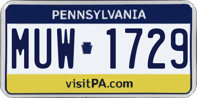 PA license plate MUW1729