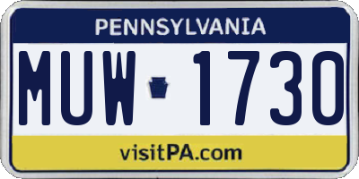 PA license plate MUW1730