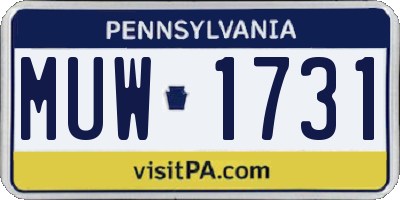 PA license plate MUW1731