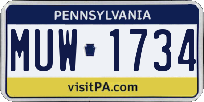 PA license plate MUW1734