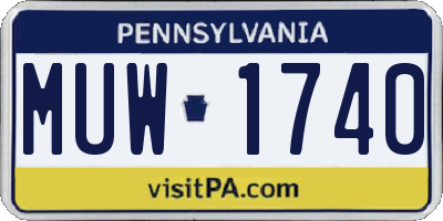 PA license plate MUW1740