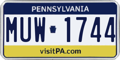 PA license plate MUW1744