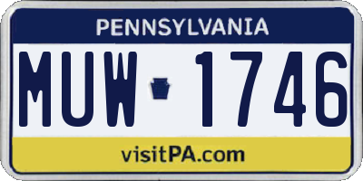 PA license plate MUW1746