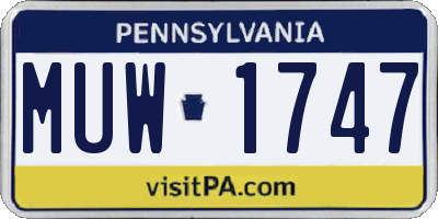 PA license plate MUW1747