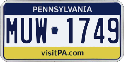PA license plate MUW1749