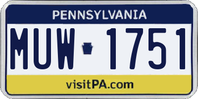 PA license plate MUW1751