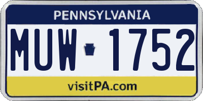 PA license plate MUW1752