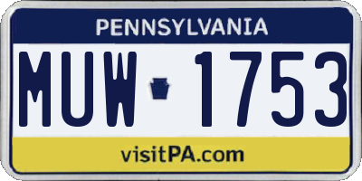 PA license plate MUW1753