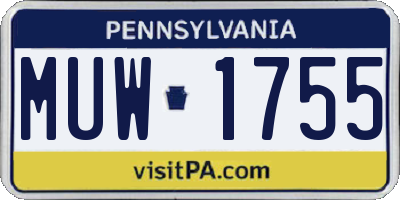 PA license plate MUW1755