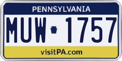PA license plate MUW1757