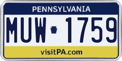 PA license plate MUW1759