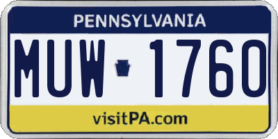 PA license plate MUW1760