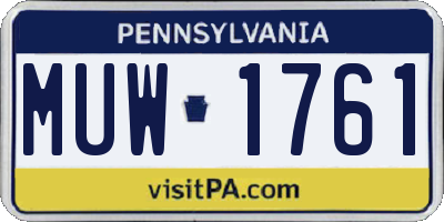 PA license plate MUW1761