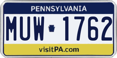 PA license plate MUW1762