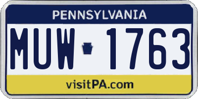PA license plate MUW1763