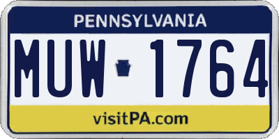 PA license plate MUW1764
