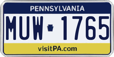 PA license plate MUW1765