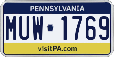 PA license plate MUW1769