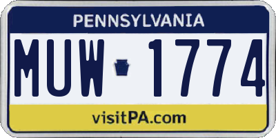 PA license plate MUW1774