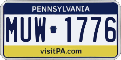 PA license plate MUW1776