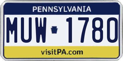 PA license plate MUW1780