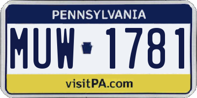 PA license plate MUW1781