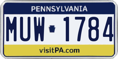 PA license plate MUW1784