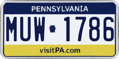 PA license plate MUW1786