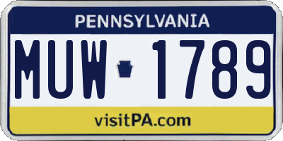 PA license plate MUW1789